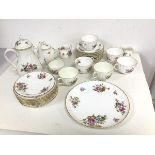 A Royal Worcester Roanoke pattern part tea and coffee service with six coffee cups (one with