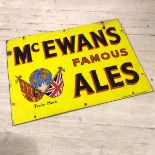 A McEwan's Famous Ales Handcock & Coalfield & Walker Ltd. Mitcham enamelled sign (38cm x 51cm) (