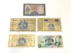 A Bank of Scotland 3rd March 1967 one pound note (used condition), a Bank of Scotland one pound