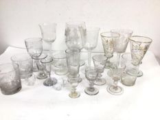 A collection of twenty various 18thc 19thc and 20thc glasses including two tumblers, two spiral