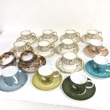 A Crown Staffordshire Gold Victoria pattern set of coffee cans and saucers, a Susie Cooper china ten