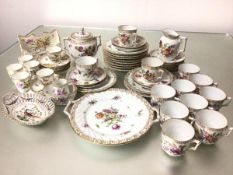 A Dresden Continental porcelain part tea service, including twelve side plates, twelve saucers,