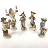 A Capodimonte group of five Monkey Band style figures complete with conductor, violinist, drummer