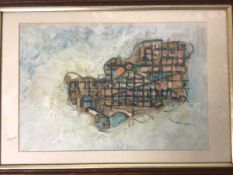 Scottish School, unknown artist, Abstract, oil on board, unsigned, in oak Edwardian glazed frame (