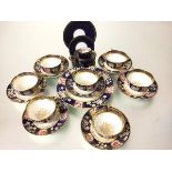 A 19thc English china fifteen piece part tea service with handpainted floral decoration, with blue