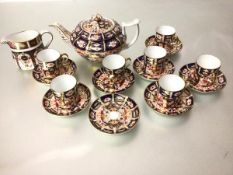 A Duesbury Derby 19thc squat teapot decorated with Imari style design and a sixteen piece Royal