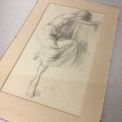 Alan Sutherland (1901-2019), Draped female figure, pencil drawing, signed and dated bottom right,