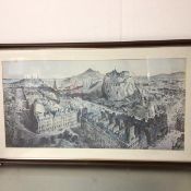 A panoramic view of Edinburgh from Charlotte Square to Calton Hill, print in glazed frame (48cm x