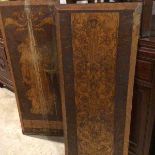 Two 19thc pokerwork panels, with figure, Wisdom, and scrolling floral design (102cm x 41cm) (one a/