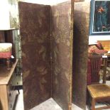 A 19thc four fold compressed paper acanthus leaf and urn style screen with handpainted naive style