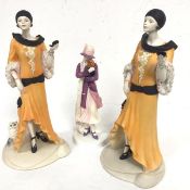 A Coalport pair of composition hand decorated figures Roaring 20s and her companion, Trudie and a