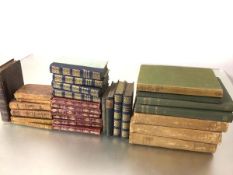 A collection of hardback books including novels, reference books, Shakespeare, Ruskin, Jacobite