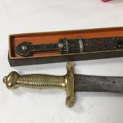 A French Infantry short sword, 1831 pattern, Gladius model with brass hilt, dated 1838 together with