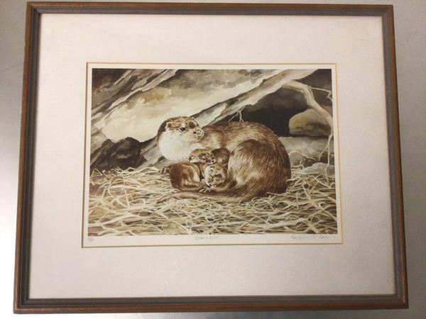 Susan Berry, Otter and Cubs, limited edition print, 515/850, signed in pencil, inscribed verso (20cm