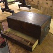 A Georgian mahogany writing box, the caddy style moulded top above a plain interior, with writing