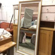 A white and gilt painted freestanding mirror (166cm x 75cm)