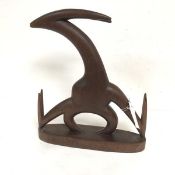 A carved Nigerian stylised Gazelle (40cm) (one horn a/f)