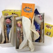 A group of three Pelham Puppets of Marlborough, Wiltshire puppets, complete with original boxes, a