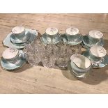A group of seven crystal slice cut tumblers, a Paragon china twenty piece tea service decorated with