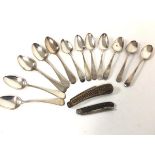 A set of five London George III silver teaspoons, makers mark W.B., possibly William Bateman, a