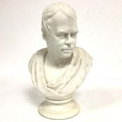 A pine bust of Sir Walter Scott on socle base (29cm)