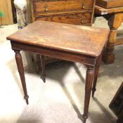A 19thc mahogany side table, the rectangular top with moulded edge and plain frieze on fluted