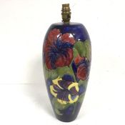 A Moorcroft ovoid baluster vase lamp decorated with anenome design, partial paper label verso,