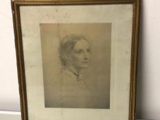 Angela, 19thc pencil drawing, in gilt composition frame, unsigned (28cm x 22cm)