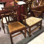 A 19thc mahogany Scottish side chair with pierced splat back, with slip in seat, on square moulded