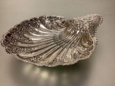 A late Victorian Scottish silver large shell-form bowl, Hamilton & Inches, Edinburgh 1891, chased