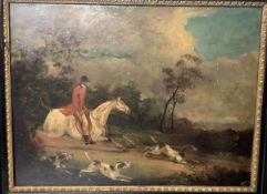 English School, late 19th Century, Hunting Scene, oil on board, framed. 29cm by 39cm