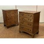 A pair of small George III style mahogany chests, 19th century, each with rectangular top and