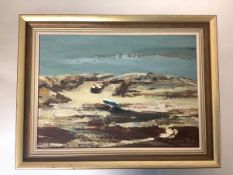 •Perpetua Pope (1916-2013), "Eoligarry Harbour, Barra", signed lower right, oil on board, framed.