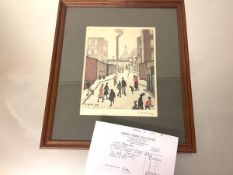 •Laurence Stephen Lowry (British, 1887-1976), Street Scene near a Factory, lithograph, signed in