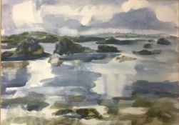 •Perpetua Pope (Scottish, 1916-2013), "Reflections, Islay", signed lower right, watercolour, framed.