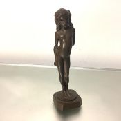 Early 20th Century School, A Female Nude, patinated bronze, modelled contrapposto, signed "J.H.