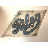 A vintage large neon advertising sign for Riley Cars, in a lozenge-shaped frame (a/f). 59cm by