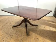 A Scottish Regency mahogany and rosewood-banded breakfast table, the rectangular top with rounded