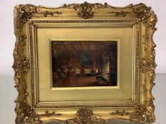 Continental School, Raising a Glass, oil on panel, unsigned, in a gilt-composition frame. 11cm by