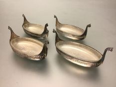 A set of four George V Scottish silver butter dishes, Hamilton & Inches, Edinburgh, 1922 and 1923,