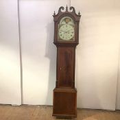 A George III mahogany longcase clock, the 13in indistinctly signed arched dial with moon phase,
