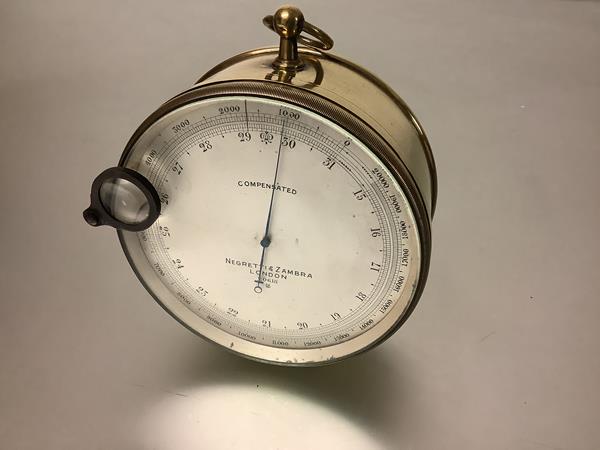 Negretti & Zambra, a surveying barometer, early 20th century, the brass case with signed silvered