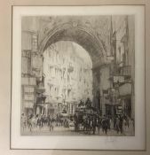 William Walcott R.E. (Scottish, 1874-1943), Arc San Carlo, Naples, etching with drypoint, signed