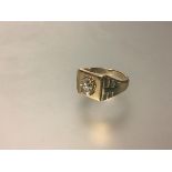 A gentleman's 9ct gold single-stone diamond ring, the oval-cut stone weighing approx. 0.75 carats,