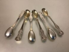 A set of six Victorian Scottish silver mustard spoons, John Murray or John Muir, Glasgow 1855,