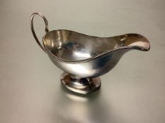 A George V silver sauce or gravy boat, S. Blanckensee & Son, Chester 1931, in 18th century style,