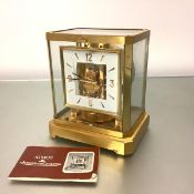 A Jaeger le Coultre "Atmos VIII C" clock, serial no. 442913, skeleton movement, the square dial with