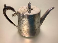 A late Victorian small silver teapot, Mappin & Webb, Sheffield 1895, of tapering cylindrical form,