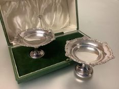 A cased pair of George VI silver sweetmeat tazza, Fenton Russell & Co. Ltd, Birmingham 1938, each