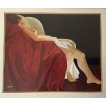 •Alan King P.A.I. (Scottish, 1946-2013), Reclining Nude, signed lower left, oil on board, framed.